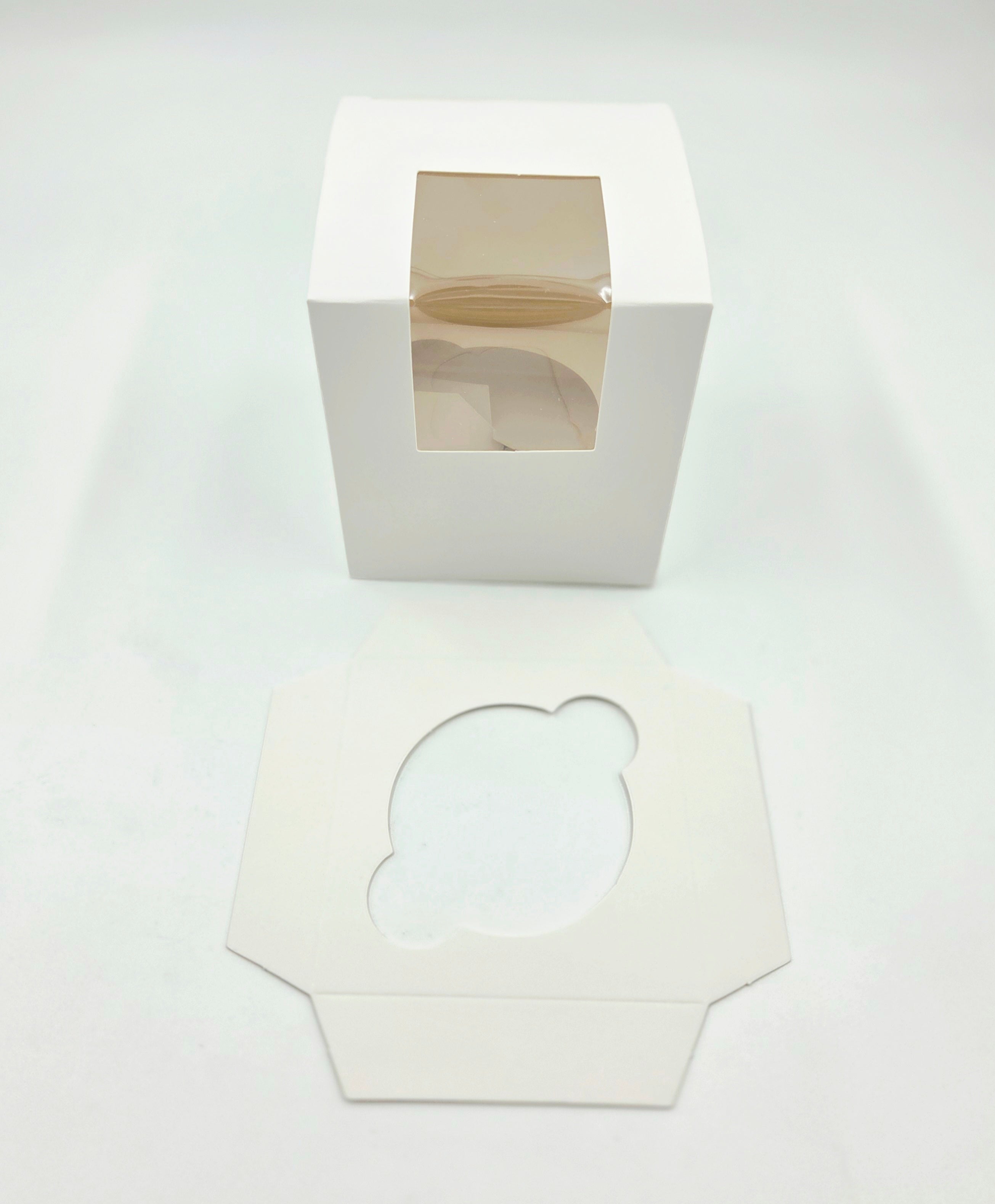 White Single Cupcake Box w/ Window 4pc.