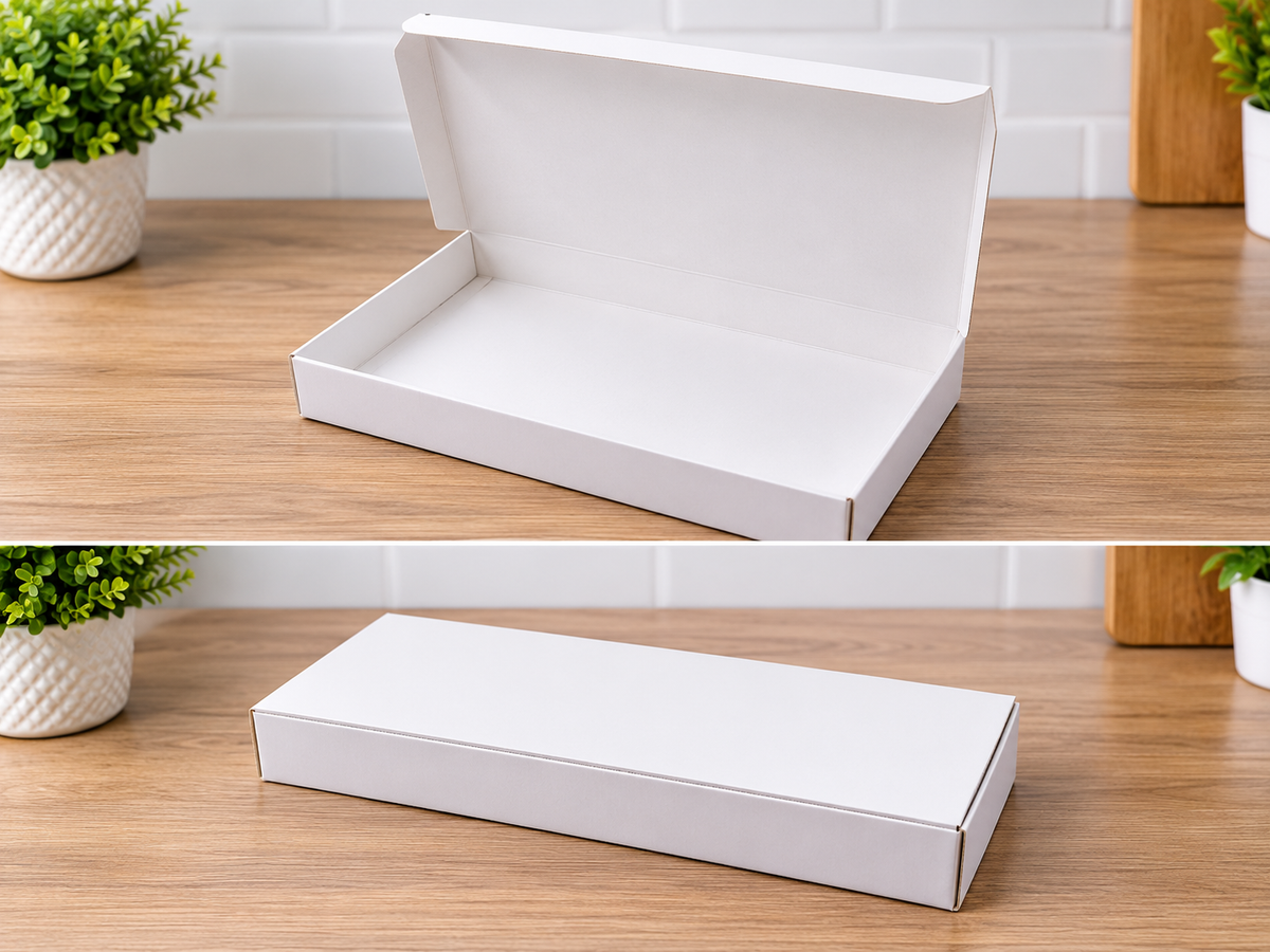Flat Chocolate Box 1Part 1LB 1Layer 25pcs. White